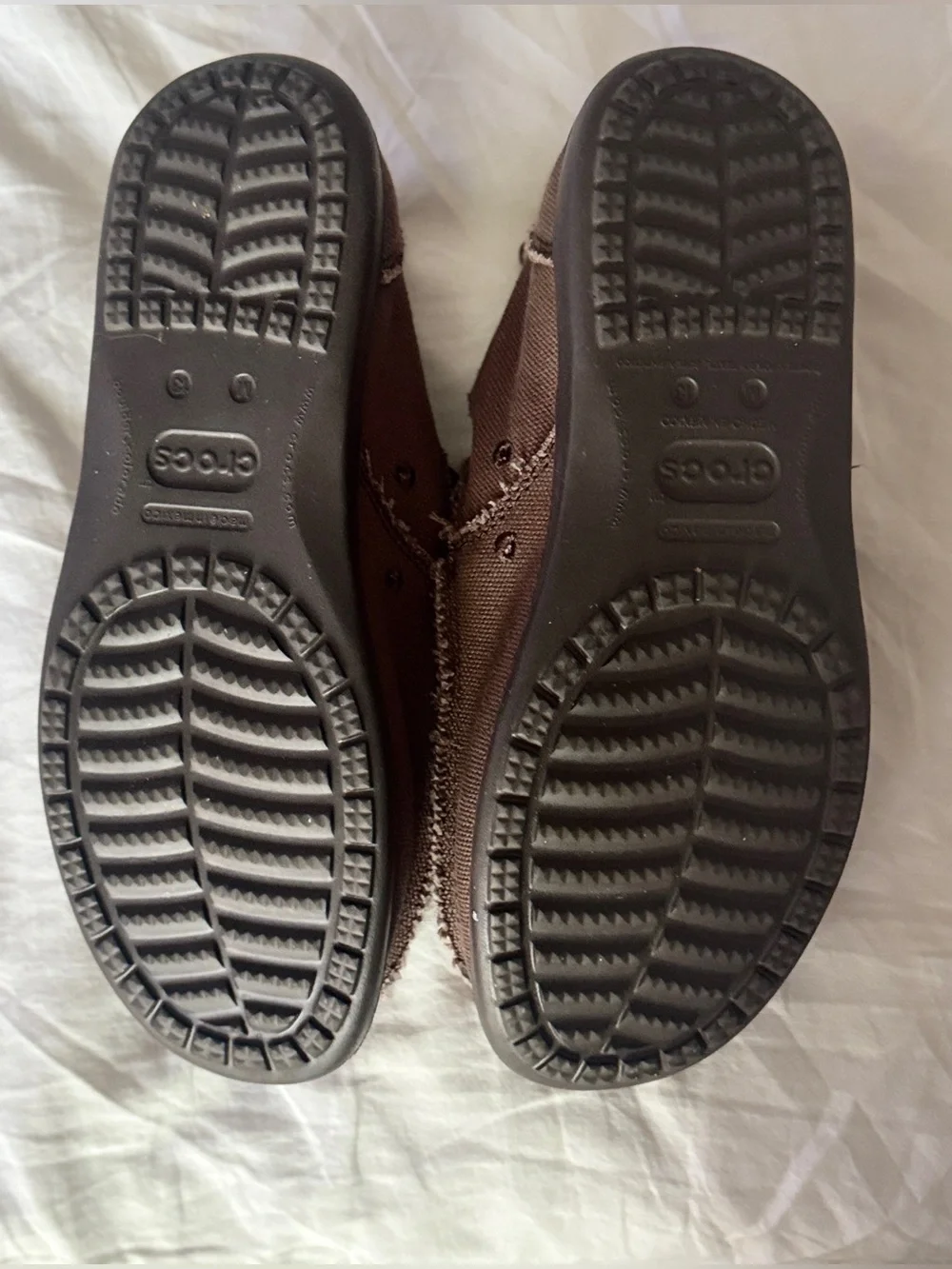 CROCS Men's Dark Brown Canvas Slip-On Loafers